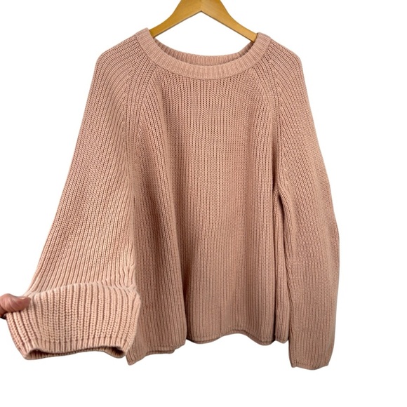 Jenni Kayne Fisherman Knit Sweater In Blush Cotton Oversized Ribbed Crewneck XXL - Picture 5 of 16